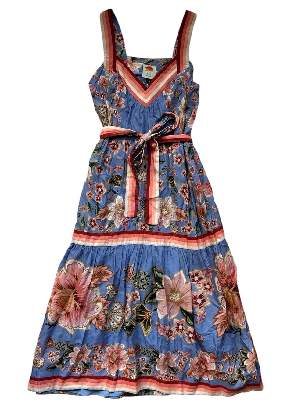 FARM Rio Super Bloom Tapestry Blue Angled Maxi Dress Size Small NWT - Picture 6 of 10